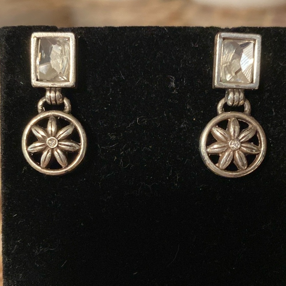 Brighton vintage Summerville silver and inset crystal post dangle earrings